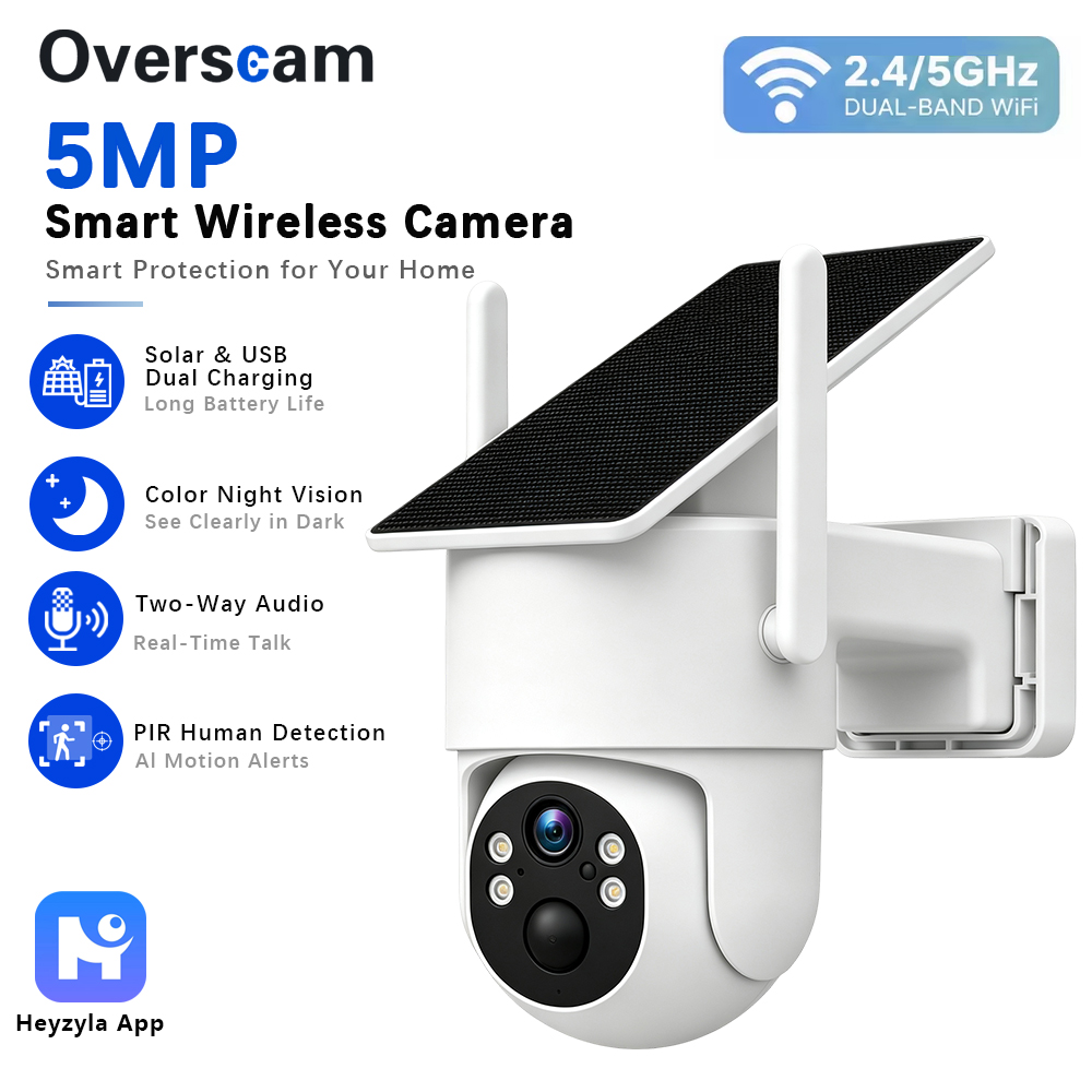 Home Security Outdoor Camera System - 5MP Güneş Enerjili PTZ Kamera, Dış