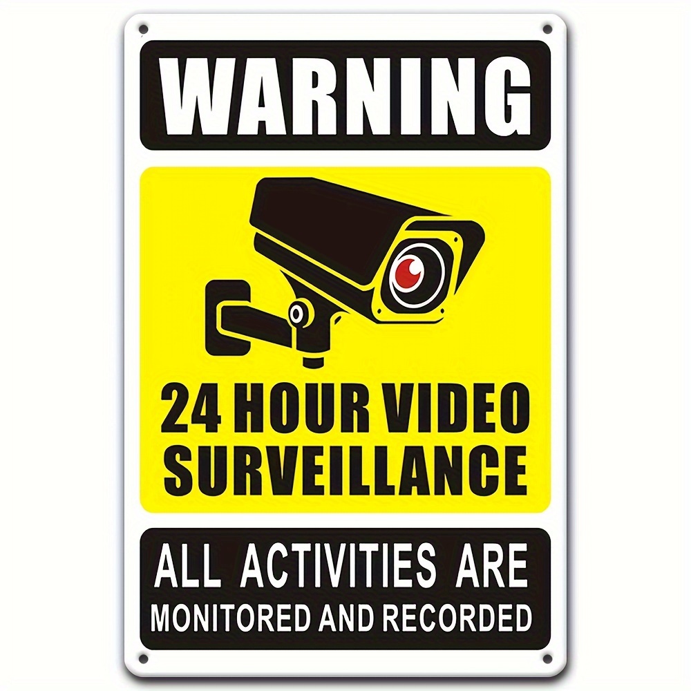 Home Security Outdoor Camera System - 7/24 Video Gözetim Uyarı Levhası -