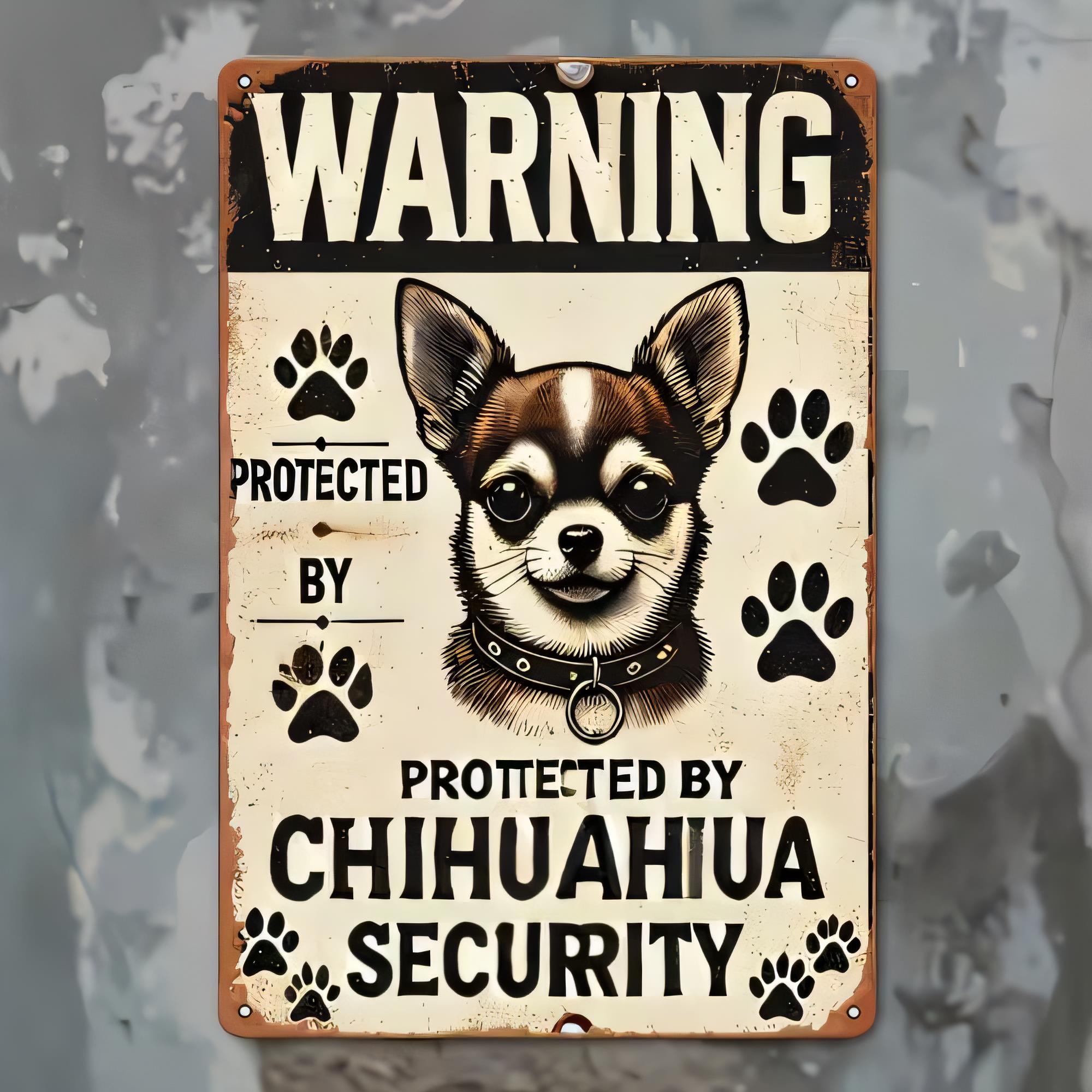 Home Security Bars - Teneke tabela uyarı Chihuahua güvenlik tarafından