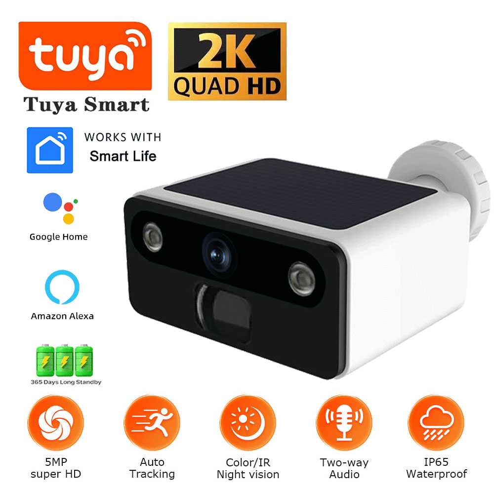 Home Security Google Camera - 2K Tuya Güneş Güvenlik Kamerası Kablosuz