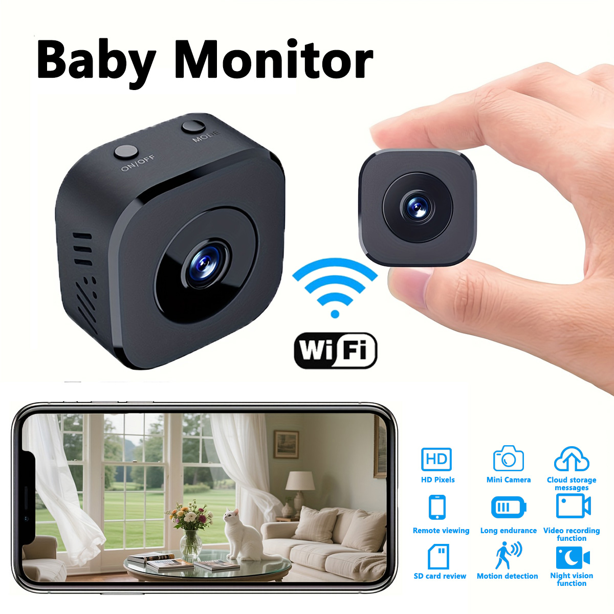 Home Security And Monitoring - 1080P HD Mini WiFi Kamera Kapalı