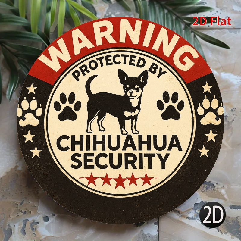 Home Security Bars - Chihuahua Güvenlikleriyle Korunulan Uyarı Levhası -