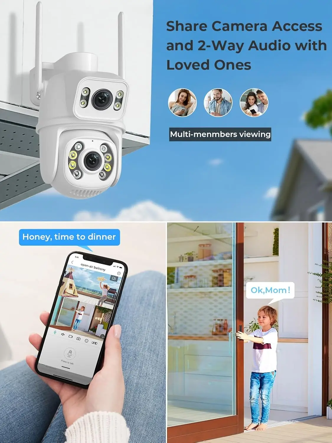 Dış Mekan Çift Lensli 3MP WiFi - Home Security Google Camera incelemesi ve fiyatı