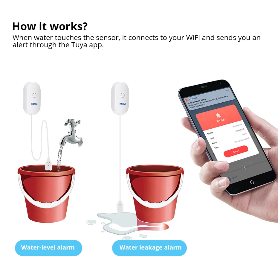 KERUI WiFi Su Sensörü Akıllı E - Home Security And Monitoring incelemesi ve fiyatı